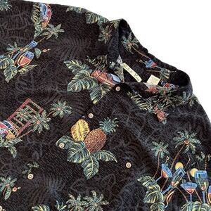 Batik Bay‎ Mens XXL Black Hawaiian Button Down Shirt, Mens Woody Palm Trees 96